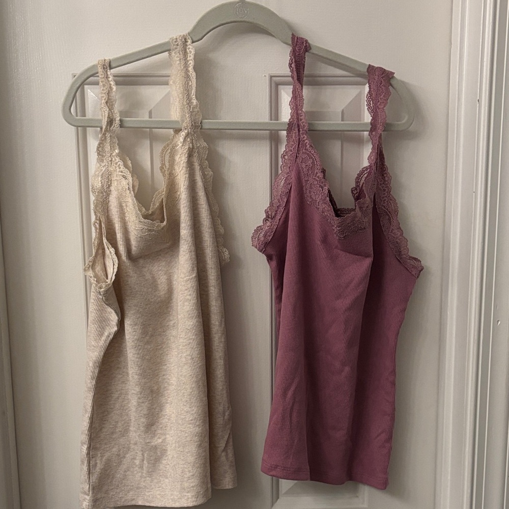 SO Lace Trim Tank Top in Cream
